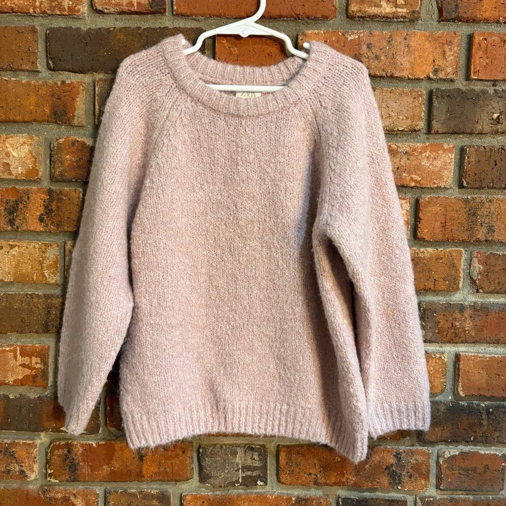 Zara girls alpaca wool blend fuzzy soft sweater pink 5-6